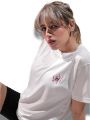 Picture of Gothic Rose Stylish White Graphic T-Shirt women