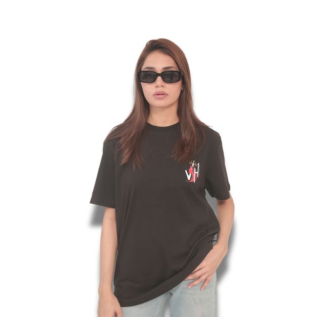 Picture of Your Highness Stylish Black Graphic T-Shirt Women