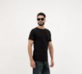 Dynasty Plain Black Cotton T-Shirt – Side View