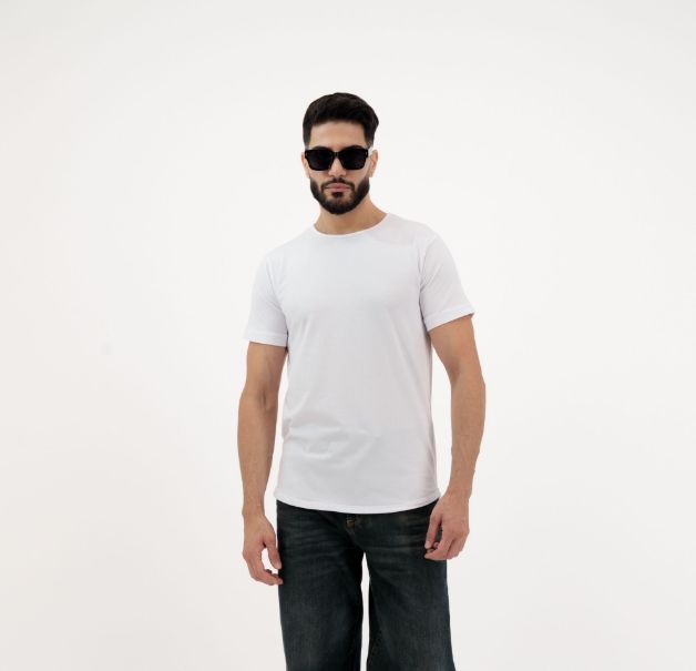 Front view of a Classic White Plain T-Shirt for Men, soft and breathable cotton, perfect for casual and office wear.