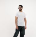Side profile of a men’s Classic White Plain T-Shirt showing perfect fit and smooth fabric.