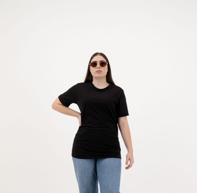 Picture of Best Plain Black Cotton Tee for Women – Classic Crew Neck, Regular Fit
