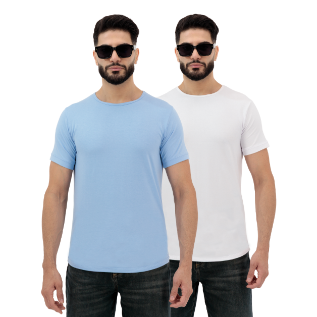 Picture of Men’s Mist & White Plain T-Shirt 2-Pack | Crew Neck Short Sleeve