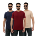 Picture of Men’s Plain Cotton T-Shirts 3-Pack | Navy Blue, Rosewood & Sandstone Everyday Essentials
