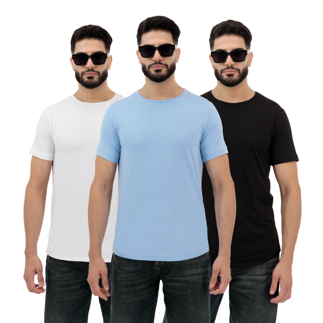 Picture of Men’s Basic Plain T-Shirts 3-Pack | White, Mist & Black Short Sleeves