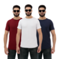 Picture of Men’s 3-Pack Plain Cotton T-Shirts – Rosewood, White & Navy Regular Fit