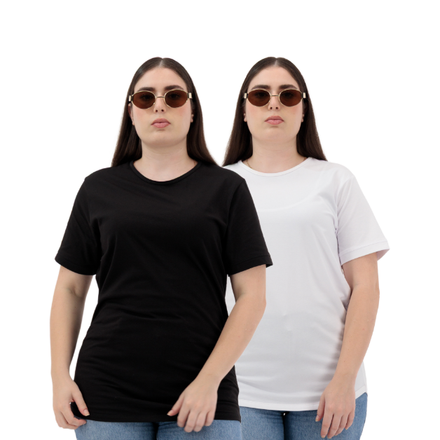 Picture of Women’s Black & White Plain T-Shirt – Soft Cotton Regular Fit | Basic T-Shirts Women’s Everyday Wear