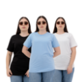 Picture of Women’s Black, Mist & White Plain T-Shirt – Cotton Blend Regular Fit | Basic T-Shirts Women’s Essential Combo